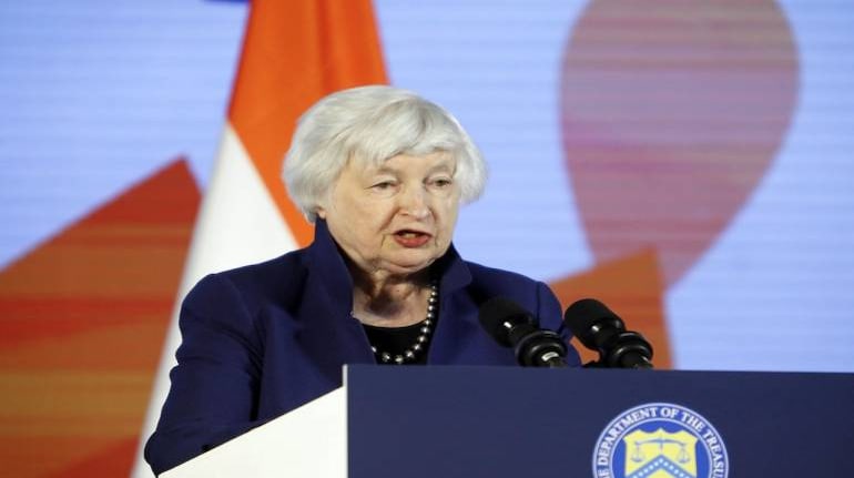Janet Yellen, US Treasury secretary, speaks during a news conference at the Group of 20 (G-20) finance ministers and central bank governors meeting in Bengaluru, India, on Thursday, Feb. 23, 2023. The global economy is in a better place today than many predicted months ago, Yellen said today, while reiterating her calls for support to Ukraine on the eve of the one-year anniversary of Russia's invasion. Janet Yellen, US Treasury secretary, speaks during a news conference at the Group of 20 (G-20) finance ministers and central bank governors meeting in Bengaluru, India, on Thursday, Feb. 23, 2023. The global economy is in a better place today than many predicted months ago, Yellen said today, while reiterating her calls for support to Ukraine on the eve of the one-year anniversary of Russia's invasion.