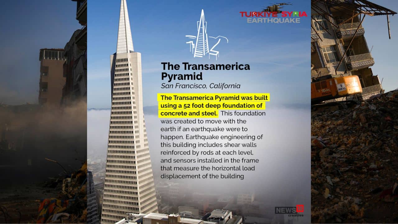 The Transamerica Pyramid was built using a 52 foot deep foundation of concrete and steel. This foundation was created to move with the earth if an earthquake were to happen.