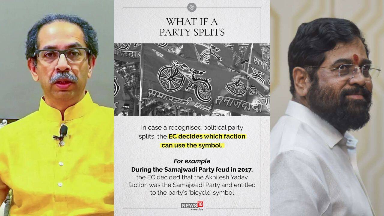 If a recognised political party splits, as is the case with the Shiv Sena, the Election Commission decides which faction can use the symbol. (Image: News18 Creative)