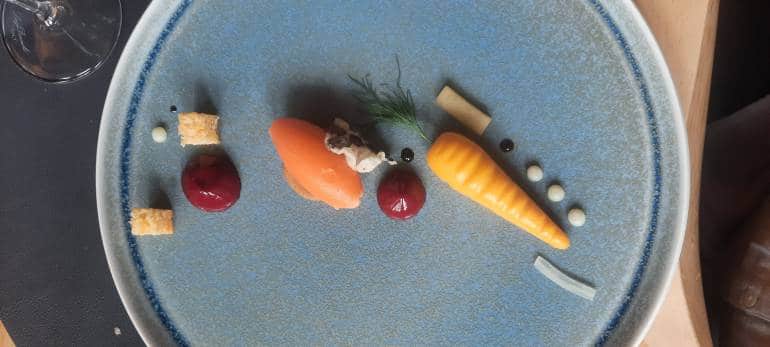 A vegetarian presentation at Chesa Stuva Colani, Madulain, Switzerland.