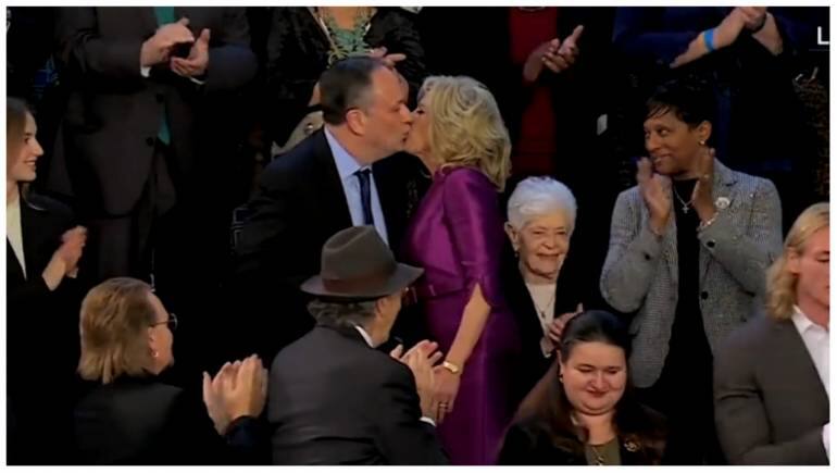 Viral Video: US First Lady Jill Biden Kisses Kamala Harris's Husband On ...