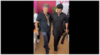 Anand Mahindra was taught a few steps of "Naatu Naatu" by actor Ram Charan. (Image: screengrab from video @anandmahindra/Twitter)