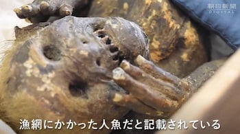 Screengrab of the 'mummy' from a video by The Asahi Shimbun.