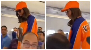 Actor Deepika Padukone inside an IndiGo flight,(Image credit: Screengrab from video tweeted by @sixsigmafilms)