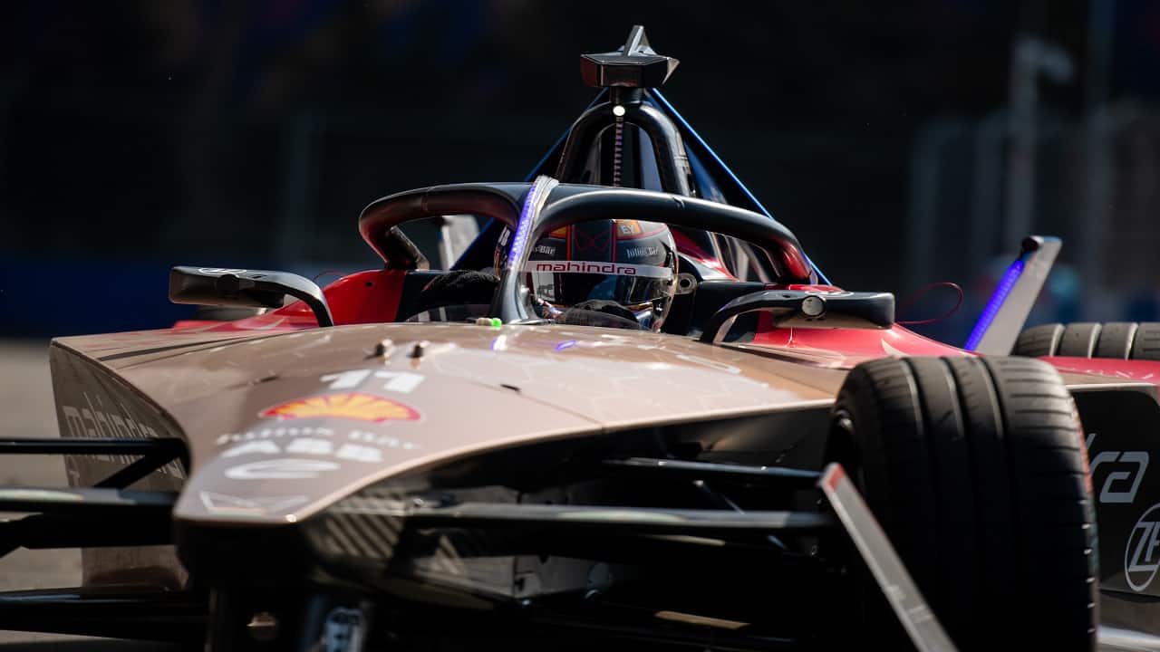 Driver: Lucas di Grassi in Mahindra car at the ongoing 9th season of the Formula E Championship. | Photographer: Lou Johnson|Event: Hyderabad ePrix Driver: Lucas di Grassi in Mahindra car at the ongoing 9th season of the Formula E Championship. | Photographer: Lou Johnson|Event: Hyderabad ePrix