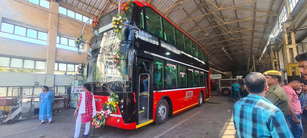 The Brihanmumbai Electric Supply and Transport Undertaking (BEST) inaugurated India's first electric air-conditioned (AC) double-decker bus on Monday, January 13.  Image Credits: TOI Mumbai.