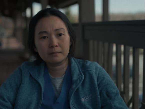 Hong Chau as Charlie's nurse Liz in a still from 'The Whale'