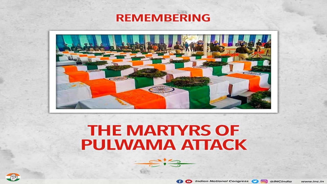 The official account of Congress party asked some tough questions on Twitter targeting the opposition party. &quot;Pulwama terror attack took place on this day in 2019. 40 of our soldiers were martyred in this attack. There are some questions related to the attack whose answers have not been found till date. • Where did the terrorists get 300 kg RDX? • How did such a huge quantity of explosives reach the soil of our country? • How far has the investigation reached? (Photo: Congress twitter)