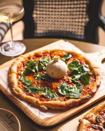 Burrata pizza at Shy, Mumbai.