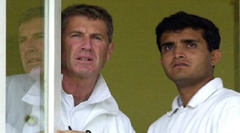 John Wright with Rahul Dravid (Image: News18)