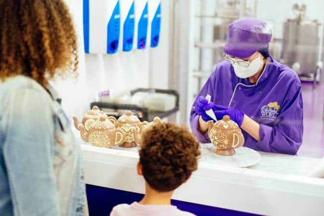 A chocolate-making session at Cadbury World, Birmingham, the UK.