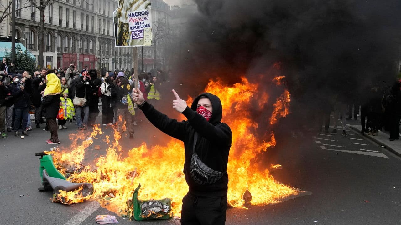 The Interior Ministry put the number of demonstrators nationwide at 740,000, down from more than 1 million five days ago when protesters voiced their rage at Macron's order to ram the bill raising France’s legal retirement age from 62 to 64 through parliament without a vote. The Paris police counted 93,000 in Paris compared with 119,000 last Thursday, when violence reached a peak. (Source: AP)