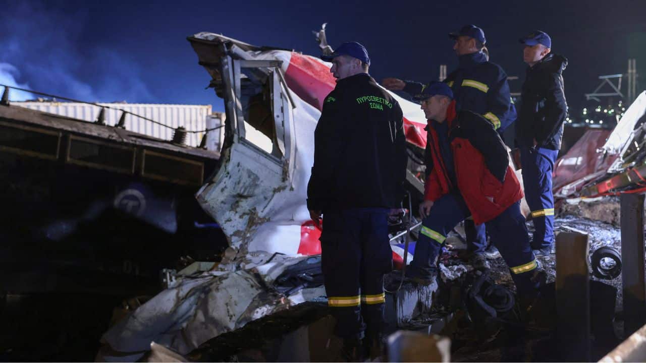 In the early hours of March 1, footage from state broadcaster ERT showed rescue workers with headlights searching the wreckage and surrounding fields for survivors. (Source: Reuters)