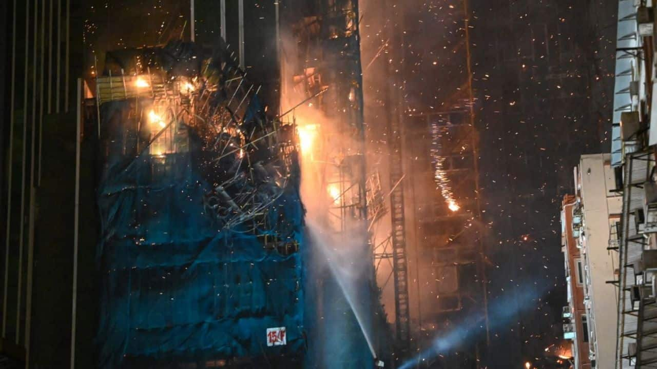 In Pics Massive fire engulfs Hong Kong highrise construction site