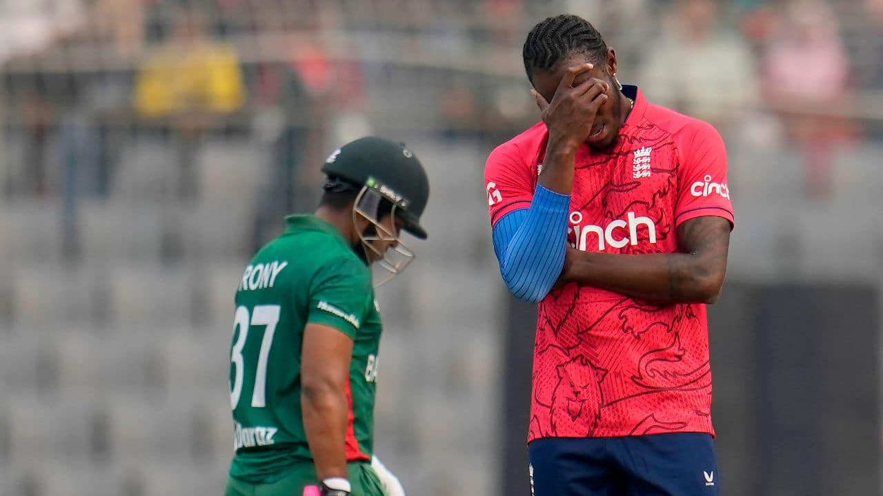 Rony Talukdar was dropped by Rehan Ahmed off Jofra Archer but the damage was limited. Litton and Talukdar shared 55 in the opening stand before Talukdar gave legspinner Adil Rashid a return catch, and Litton and Najmul Hossain Shanto combined for 84 for the second wicket. Litton was finally fooled by a slower ball from Chris Jordan which carried to Salt. (Source: AP)