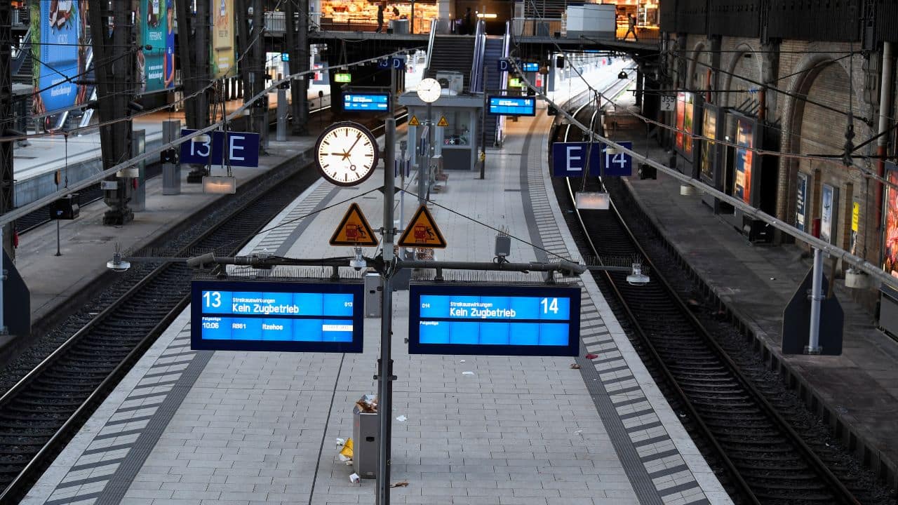 Rail services were also cancelled by railway operator Deutsche Bahn (DBN.UL). In Cologne, the lack of city trains prompted a dash for taxis. "Millions of passengers who depend on buses and trains are suffering from this excessive, exaggerated strike," a Deutsche Bahn spokesperson said. (Source: Reuters)