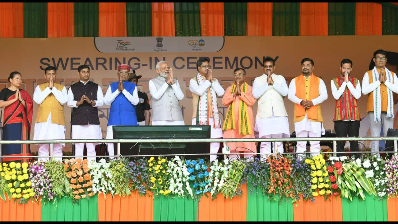 In Pics Manik Saha Takes Oath As Tripura Cm Pm Narendra Modi Attends Swearing In Ceremony Of 0335