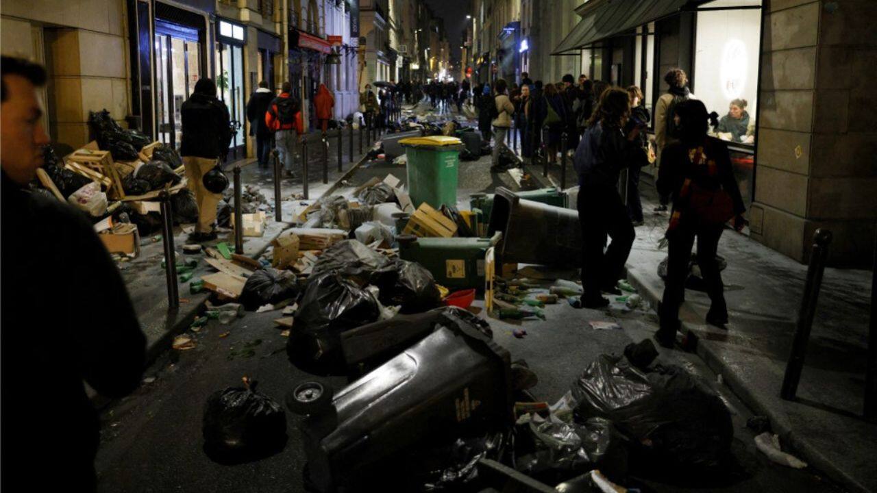 In the southwestern city of Bordeaux, which King Charles is due to visit on March 28, the porch of the city hall was briefly set on fire. (Source: AFP)