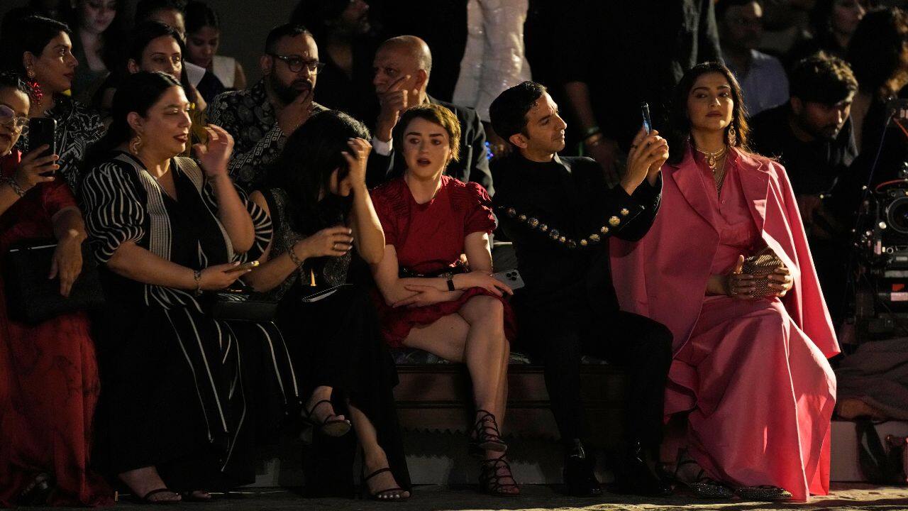 Western celebrities of Indian origin or descent — like Freida Pinto, Simone Ashley of “Bridgerton”, sitarist Anoushka Shankar and Vanity Fair editor-in-chief Radhika Jones — took in the show. Other guests included actor Maisie Williams from “Game of Thrones” and Thai actors Mile and Apo from “KinnPorsche.” (Source: AP)