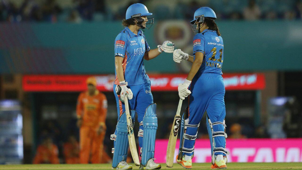 Yastika Bhatia (44) and Sciver-Brunt did well to consolidate, adding 74 for the second wicket. After a sedate first half, Mumbai Indians went the aggressive route to add 98 runs in the last 10 overs. (Image: WPL T20)