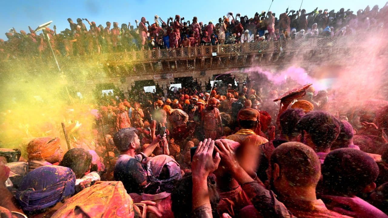 Holi 2023: Women with sticks perform Indian festival ritual