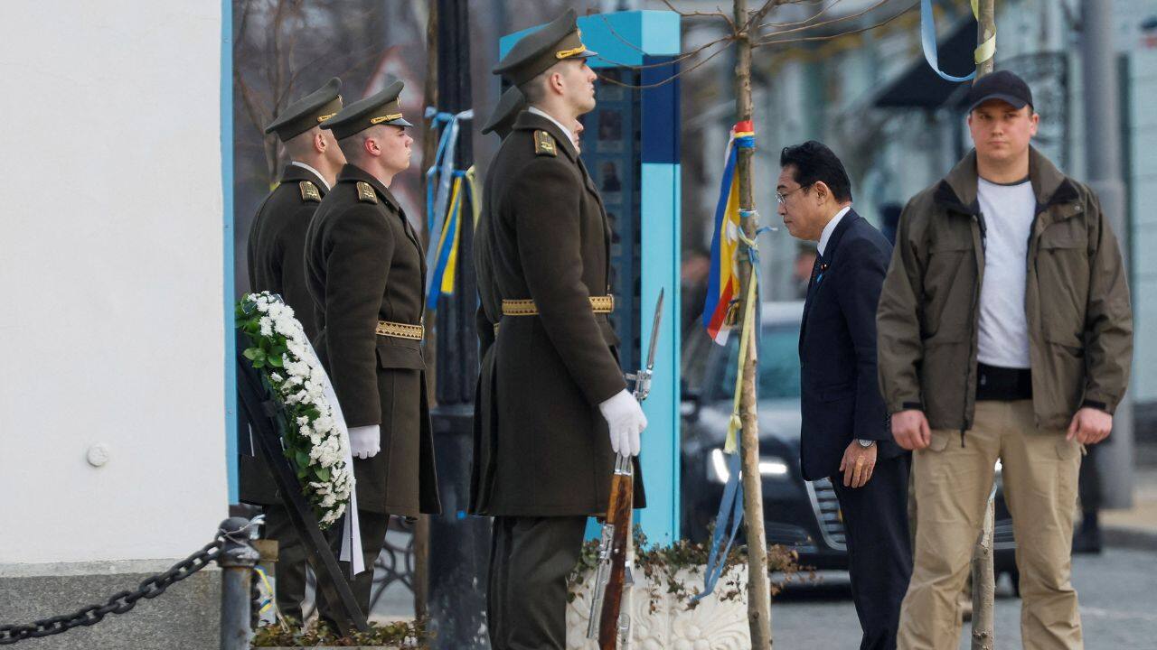 The trip was kept secret until the last minute for security reasons. It is rare for a Japanese leader to make an unannounced foreign visit. (Source: Reuters)