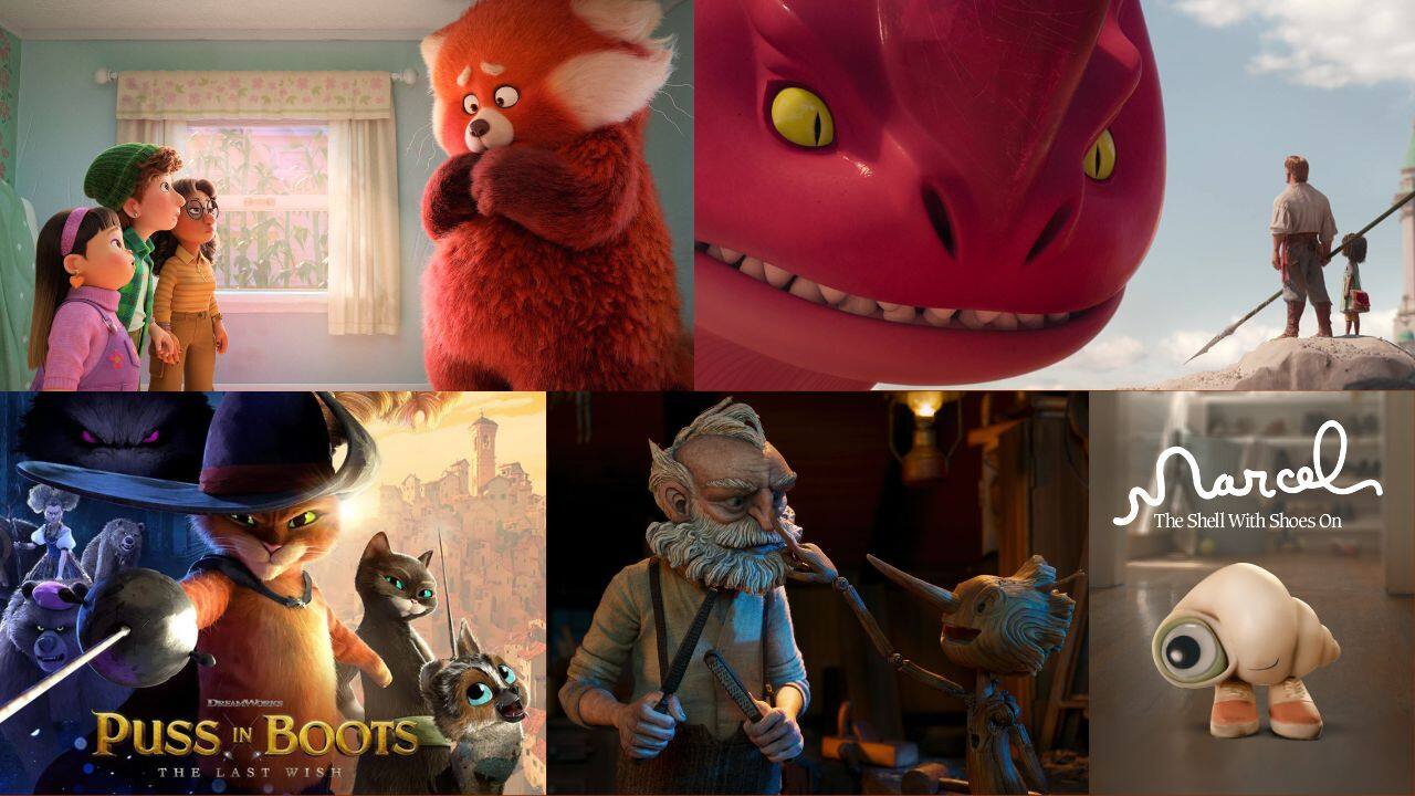 Best animated feature | &quot;Guillermo del Toro's Pinocchio&quot;, &quot;Marcel the Shell With Shoes On&quot;, &quot;Puss in Boots: The Last Wish&quot;, &quot;The Sea Beast&quot;, &quot;Turning Red&quot;