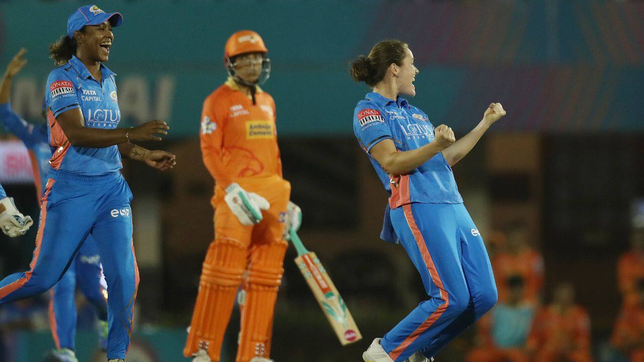 In the second half, Mumbai Indians made a terrific start with Sciver-Brunt striking on the first ball, trapping the in-form Sophie Dunkley, who had struck 65 in her last outing at this venue. (Image: WPL T20)