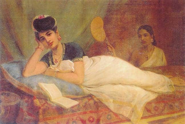 Raja Ravi Varma's painting, 'Reclining Nair Lady'.