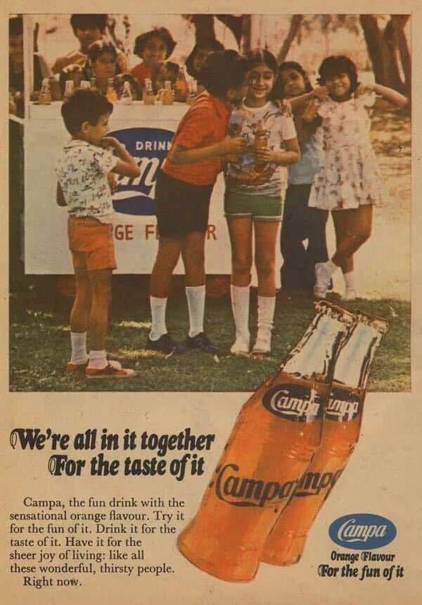 An advertisement of Campa beverage brand dating back to the 80s