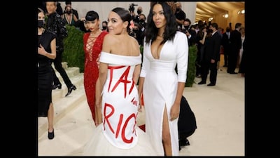 Alexandria Ocasio-Cortez being probed for 'tax the rich' dress at Met Gala