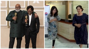 Two women at the Korean Embassy in Delhi danced to "Naatu Naatu" from RRR. (Image: Screengrab from video @ANI/Twitter)