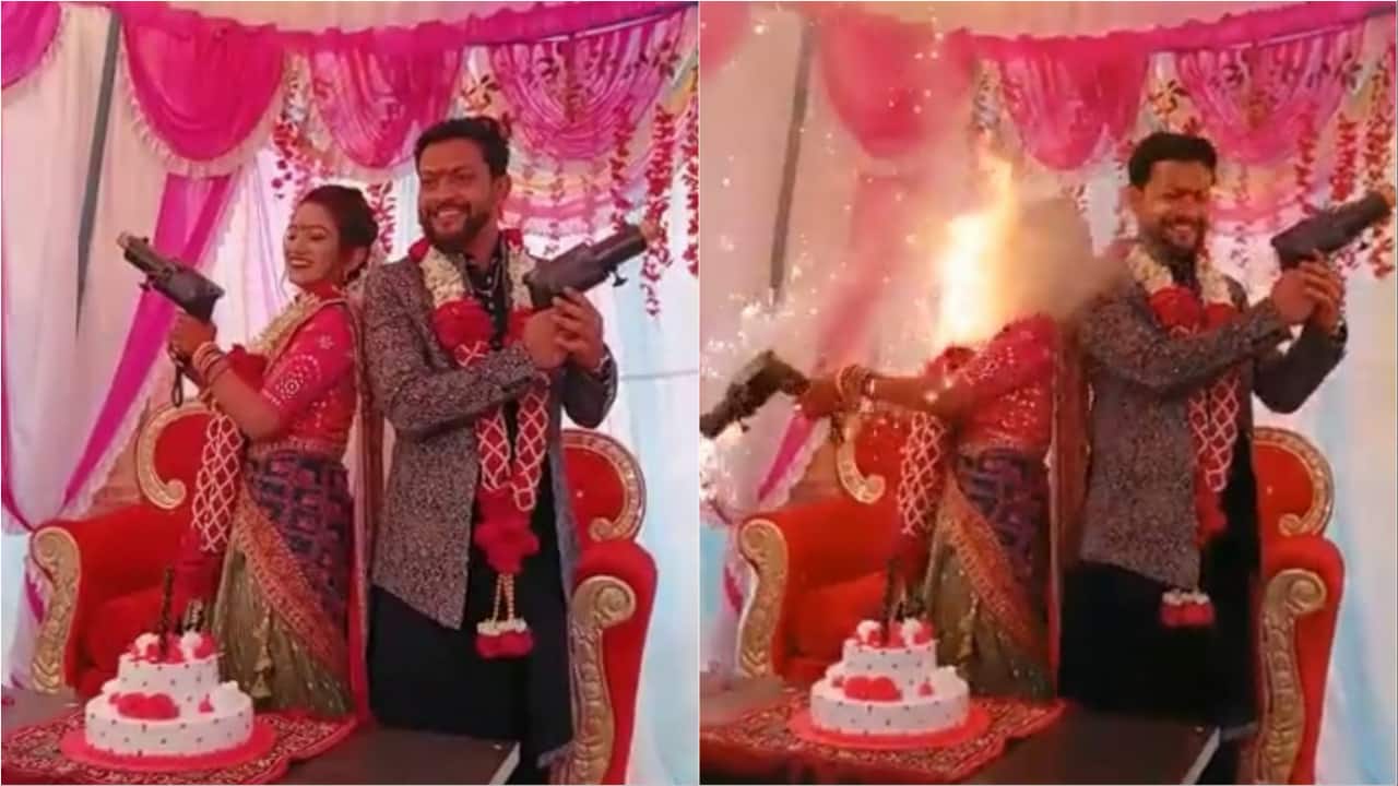 Playing with fire: Gun stunt on wedding day goes horribly wrong for bride