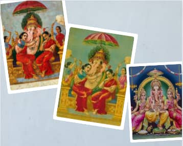 From (left to right) a painting to Raja Ravi Varma's chromolithograph, to a popular iconography in an artist's recreation by S Murugakani.