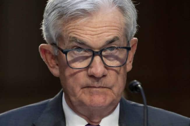 Fed's Jerome Powell says risks more balanced, June policy decision unclear