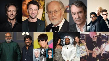 Oscars 2023 Best Original Score and Original Song contenders, respectively (Clockwise, from top, left): Volker Bertelmann; Justin Hurwitz; John Williams; Carter Burwell; Son Lux; Lady Gaga & BloodPop; Ryan Coogler, Ludwig Göransson & Rihanna; Ryan Lott, David Byrne & Mitski; MM Keeravaani & Chandrabose; Diane Warren.