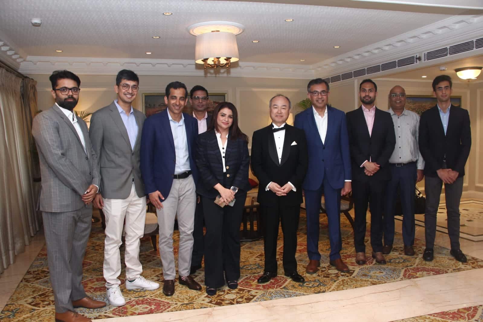 Masayoshi Son with SoftBank India executives during his visit