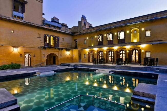 By the pool side at Gogunda Palace, Udaipur. 