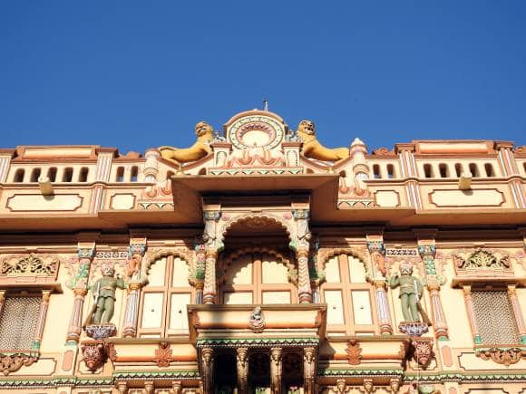 Made with Burma teak wood, each arch and bracket of the Swaminarayan Temple in Kalupur, Ahmedabad, is brightly coloured. (Photo by Bindu Gopal Rao)