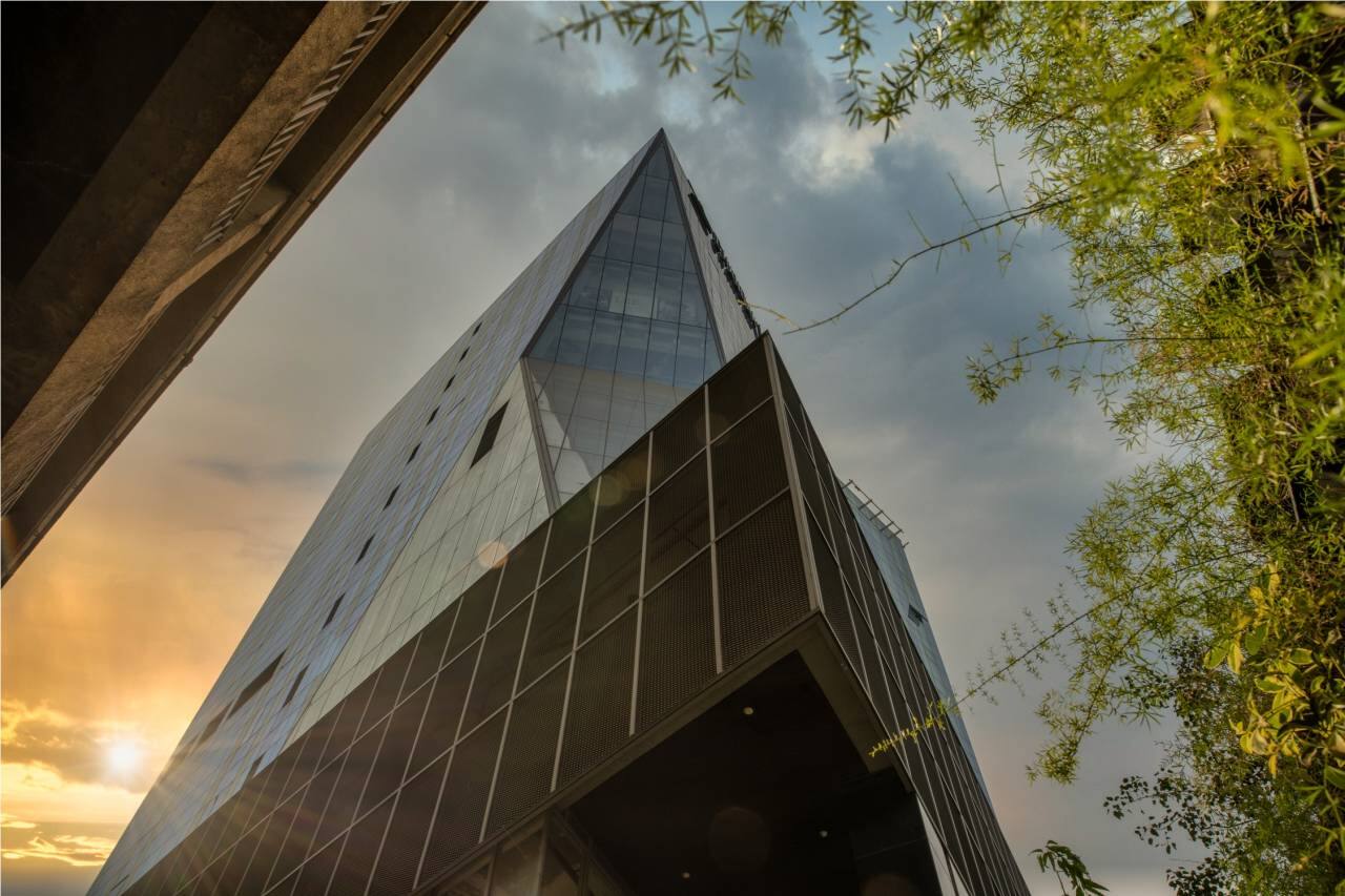 The iconic diamond-shaped façade of Chambers