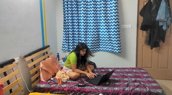 Surosree Mondal, who stays at a co-living in Ejipura working from her room.