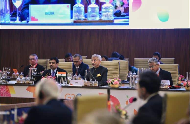External affairs minister Dr S Jaishankar addresses the first session of G20 Foreign Ministers' meeting on March 2.