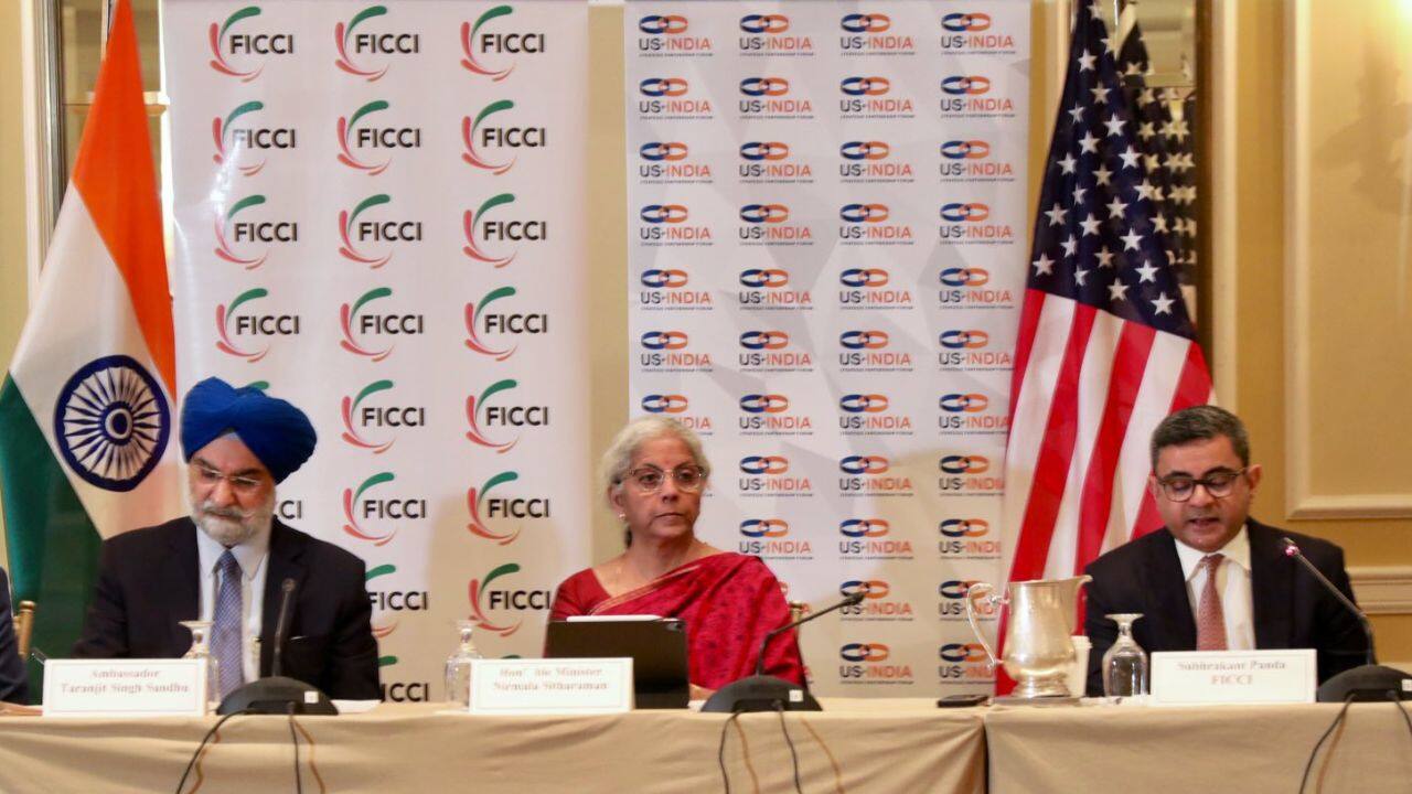 She reiterated that the Government is committed to pursuing the reform agenda for building a stronger and more dynamic India to provide plenty of opportunities for collaboration and investments, and welcomed the participants to join this incredible journey. (Image: Twitter @FinMinIndia)