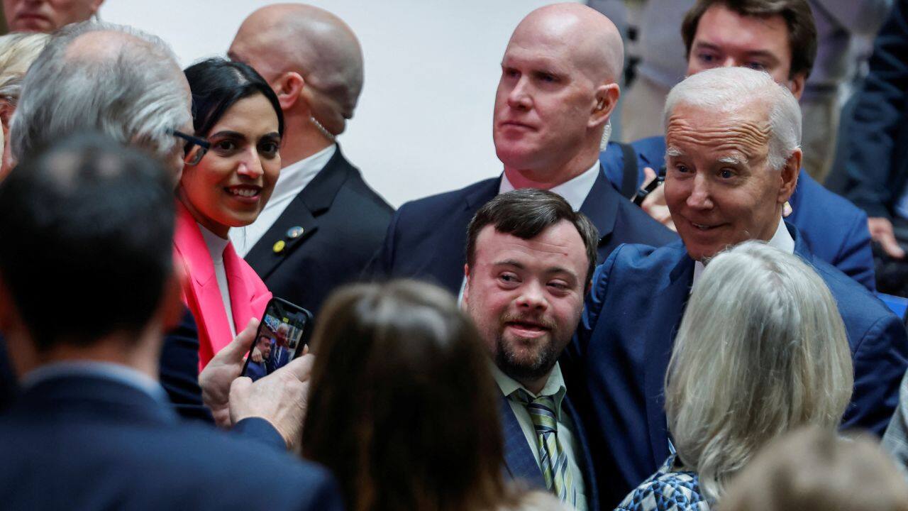 Biden touted the &quot;unlimited possibilities&quot; for investment and growth offered in the UK-ruled territory, 25 years on from a historic peace deal brokered by the US government. (Image: AP)