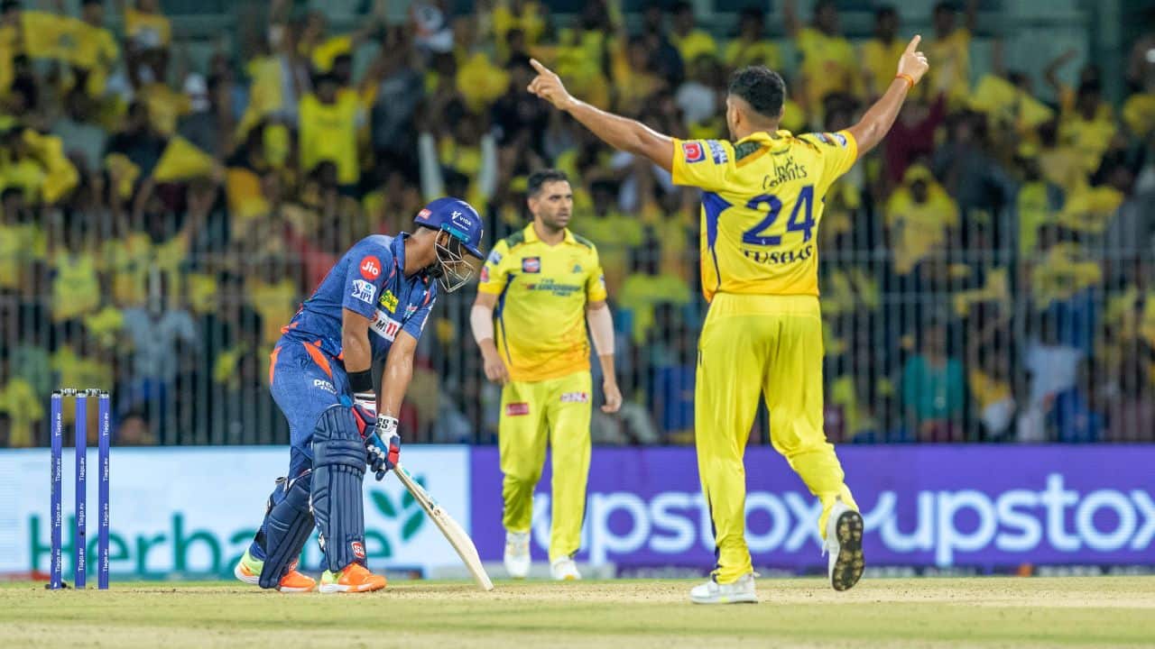 Nicholas Pooran, 32 off 18 balls, threatened briefly but was caught at long off by Stokes in the 16th over and Lucknow fell short of a tall target. (Image: AP) Nicholas Pooran, 32 off 18 balls, threatened briefly but was caught at long off by Stokes in the 16th over and Lucknow fell short of a tall target. (Image: AP)