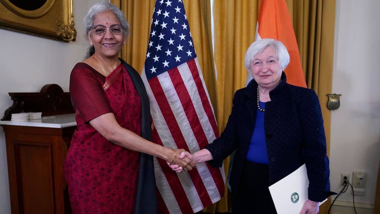 Earlier, Finance Minister met with US Treasury Secretary Janet Yellen on the sidelines of the World Bank and IMF Spring Meetings 2023 in Washington. (Image: AP)
