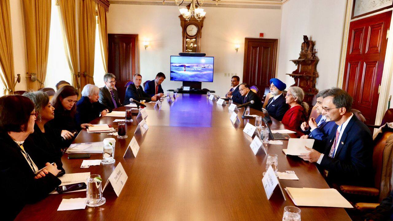 Sitharaman, who is leading a high-powered delegation, appreciated the multi-faceted India-US partnership and called for further cooperation in addressing global economic challenges, including climate change. She also highlighted the role of G20, Quad, and IPEF in fostering this partnership. (Image: Twitter @FinMinIndia)