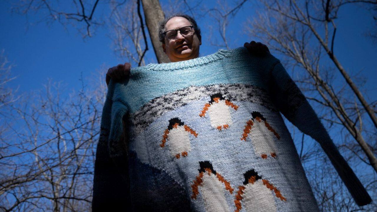 He even has a sweater dedicated to... his sweaters, with about 30 of his creations knitted in miniature form. His work has been displayed at the American Visionary Art Museum in Baltimore. "Knitting is not just for grandmas. Knitting is for anyone of any age or gender who wants to do it, who enjoys doing it," he told AFP in an interview at Oregon Ridge Nature Center in Cockeysville, Maryland, north of Baltimore. (Source: AFP) He even has a sweater dedicated to... his sweaters, with about 30 of his creations knitted in miniature form. His work has been displayed at the American Visionary Art Museum in Baltimore. "Knitting is not just for grandmas. Knitting is for anyone of any age or gender who wants to do it, who enjoys doing it," he told AFP in an interview at Oregon Ridge Nature Center in Cockeysville, Maryland, north of Baltimore. (Source: AFP)