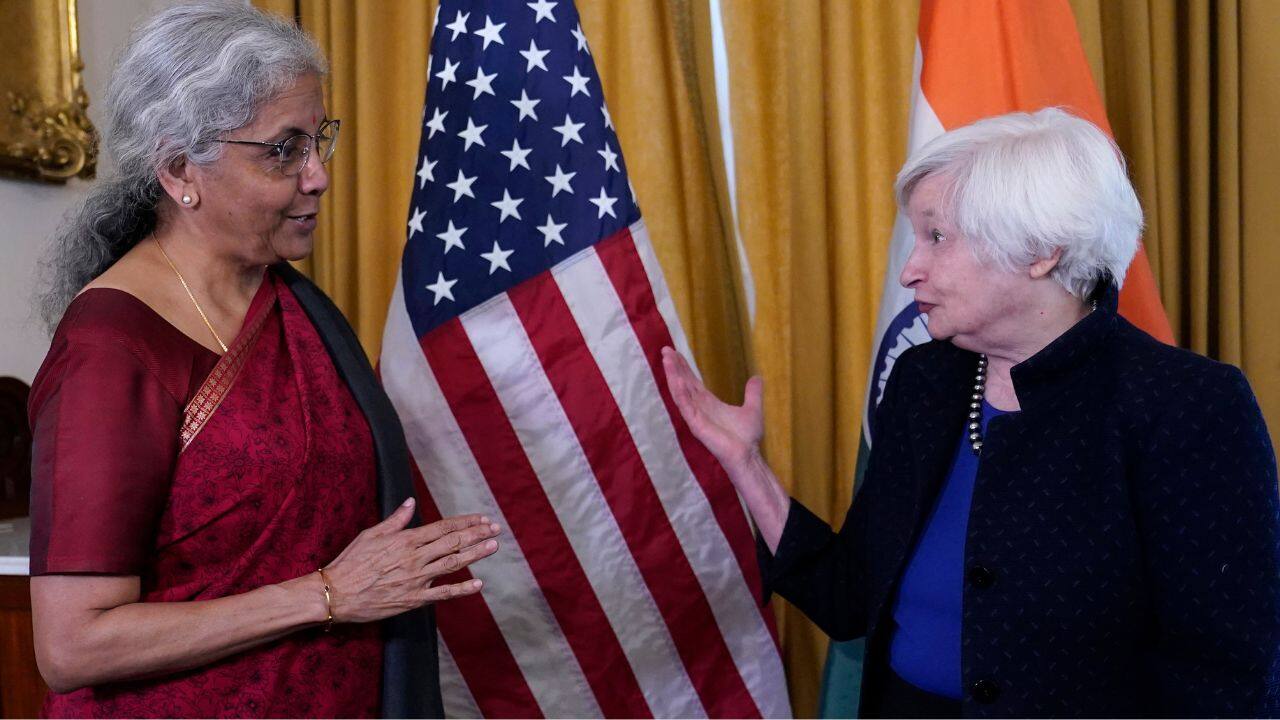 Taking the discussions ahead from their last meeting in November 22 during the Economic Financial Dialogue (EFD), in India, the two leaders discussed strengthening the India-US economic and financial partnership and increasing engagements at bilateral and multilateral forums. (Image: AP)