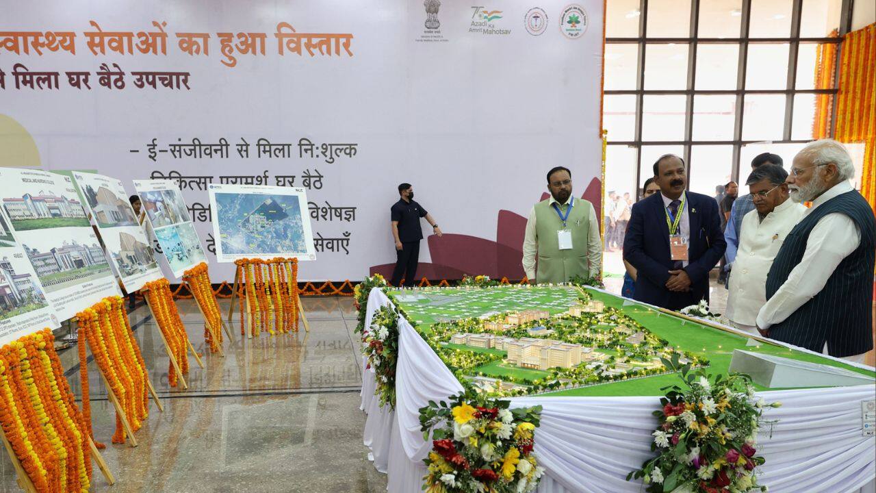 The foundation stone of this hospital was also laid by the Prime Minister in May 2017. The super-specialty hospital will provide healthcare not only to people in Assam but also to other northeastern states. (Image: PIB)